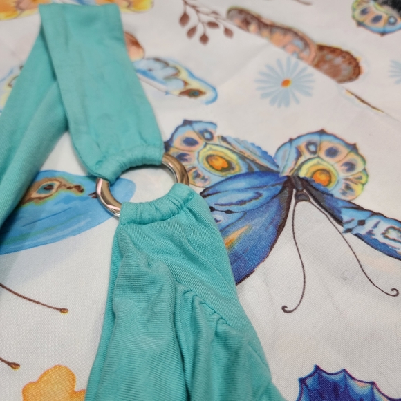 Y2K Womens Turquoise Twist Back Cowl Neck Tank Top Size Small - Picture 5 of 11